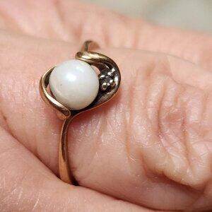 Princess Pride Creation 10K Solid Gold Single Pearl Ring Size 9